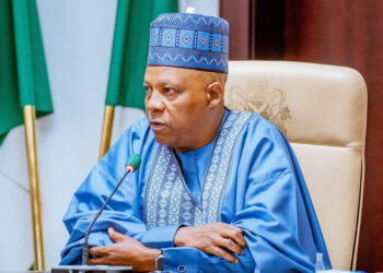 Vice President Kashim Shettima speaking at a public event in Abuja