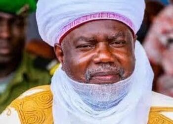 Emir of Argungu, Alhaji Muhammad Samaila Mera, addressing district, village and ward heads during a security meeting at his palace.