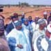 Governor Nasir Idris inspecting the flood-damaged road linking Kyangakwai, Fana and Dakingari in Kebbi State.