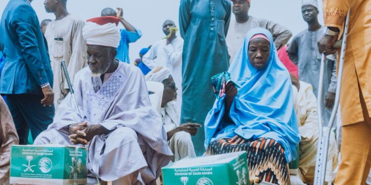 Governor Nasiru Idris flags off the distribution of Presidential Emergency Food Intervention and Saudi relief food baskets in Kebbi State.