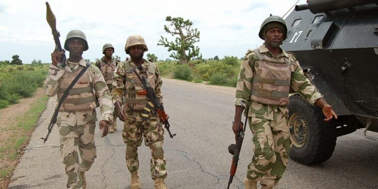 Troops of 12 Brigade Nigerian Army during a security operation in Kogi State.