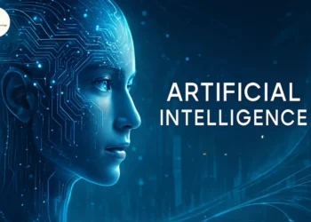 Person using artificial intelligence technology in everyday life through digital devices.