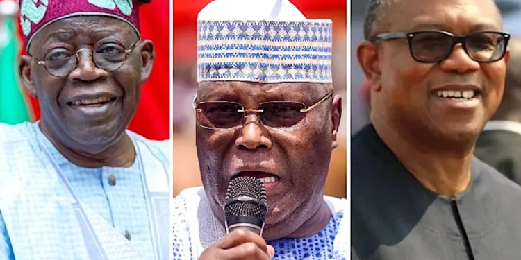 Tinubu Peter Obi and Atiku Abubakar ahead of Nigeria 2027 presidential election