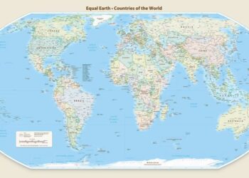 Equal Earth map showing Africa at its true relative size compared with Mercator projection