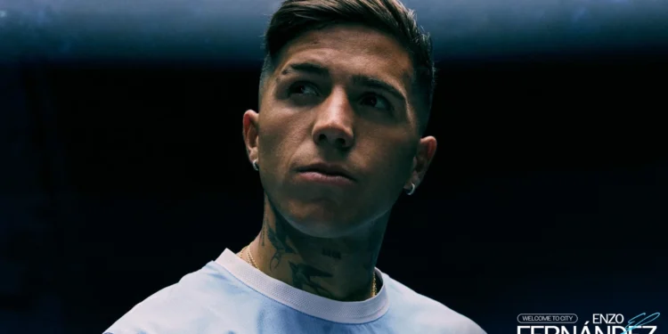 Enzo Fernández after completing his Manchester City move from Chelsea