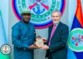 Gautier Mignot meeting Defence Minister Christopher Musa in Abuja